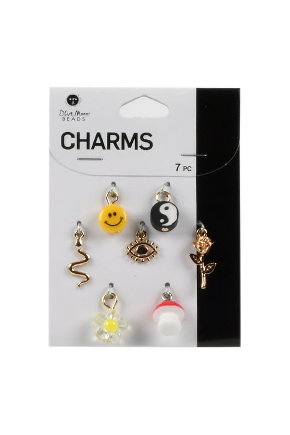 Metal and Plastic Y2K Charm Set with for DIY Jewelry Making, 7 Piece-Unisex, Adult