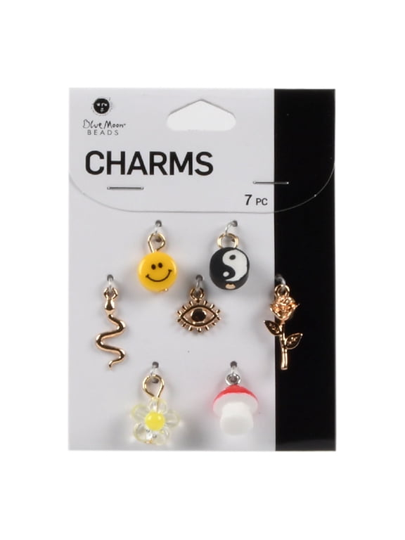 Metal and Plastic Y2K Charm Set with for DIY Jewelry Making, 7 Piece-Unisex, Adult