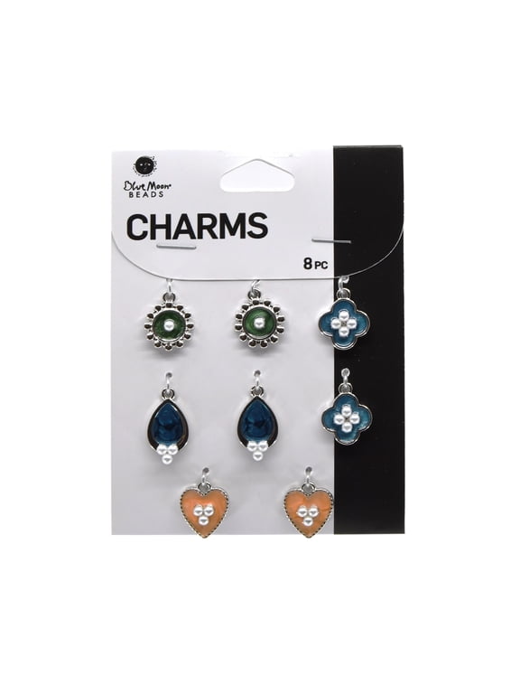 Multi-Color Enamel Shaped Charms for DIY Jewelry Making 8-Piece
