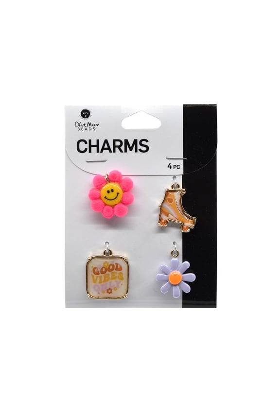 Multi-Color Good Vibes Charms, Unisex, Teen to Adult, Set of 4 Pieces