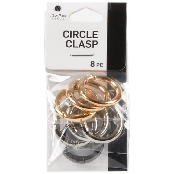 Blue Moon Beads Multi-Color Hinged Alloy Key and Jump Ring Circle Clasps for DIY Jewelry Making 8-Piece