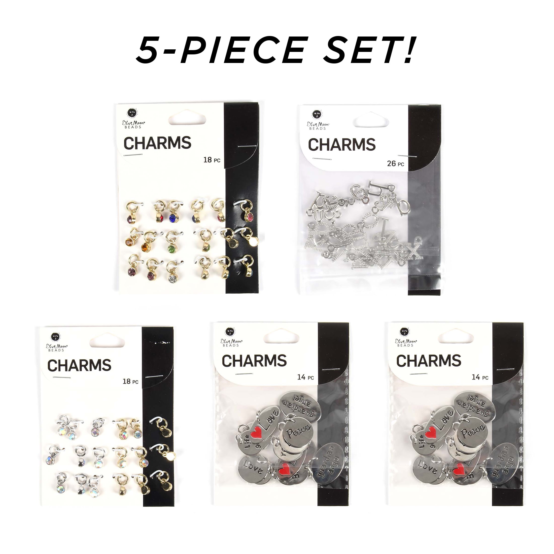 Letter Charms for Jewelry Making, 4 Sets Metal Alphabet Beads