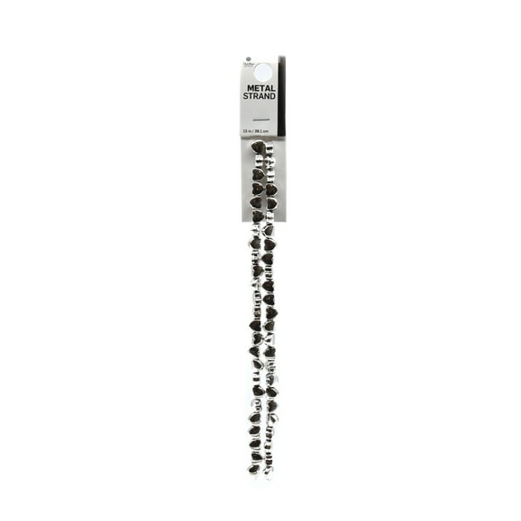 Blue Moon Beads Silver Alloy Heart Bead Strand, 15 inches, 2 Pieces