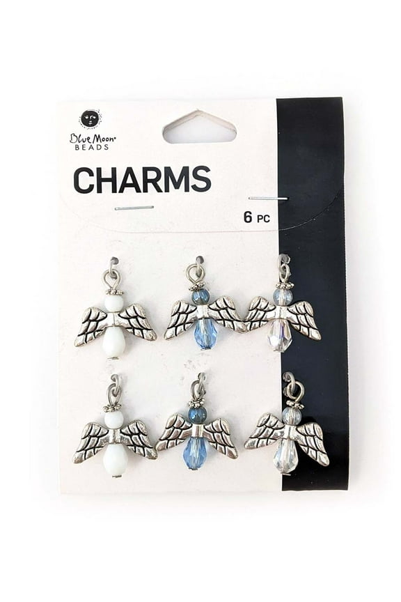Silver Metal Angels Charms for DIY Jewelry Making, 6 Piece-Unisex, Adult