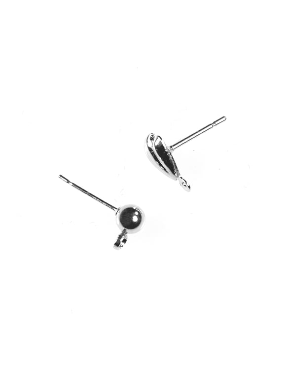 Silver Metal Circle and Triangle Earring Posts for DIY Jewelry Making, 26 Pieces-Unisex, Adult