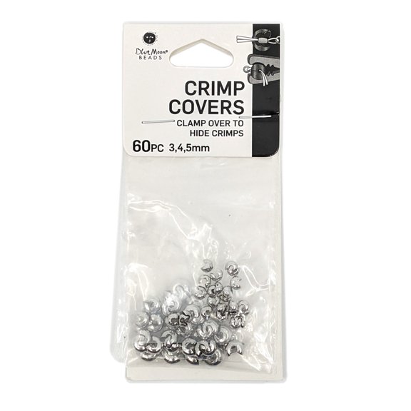 Blue Moon Beads Silver Metal Crimp Cover Beads for DIY Jewelry Making, 60 Piece-Unisex, Adult