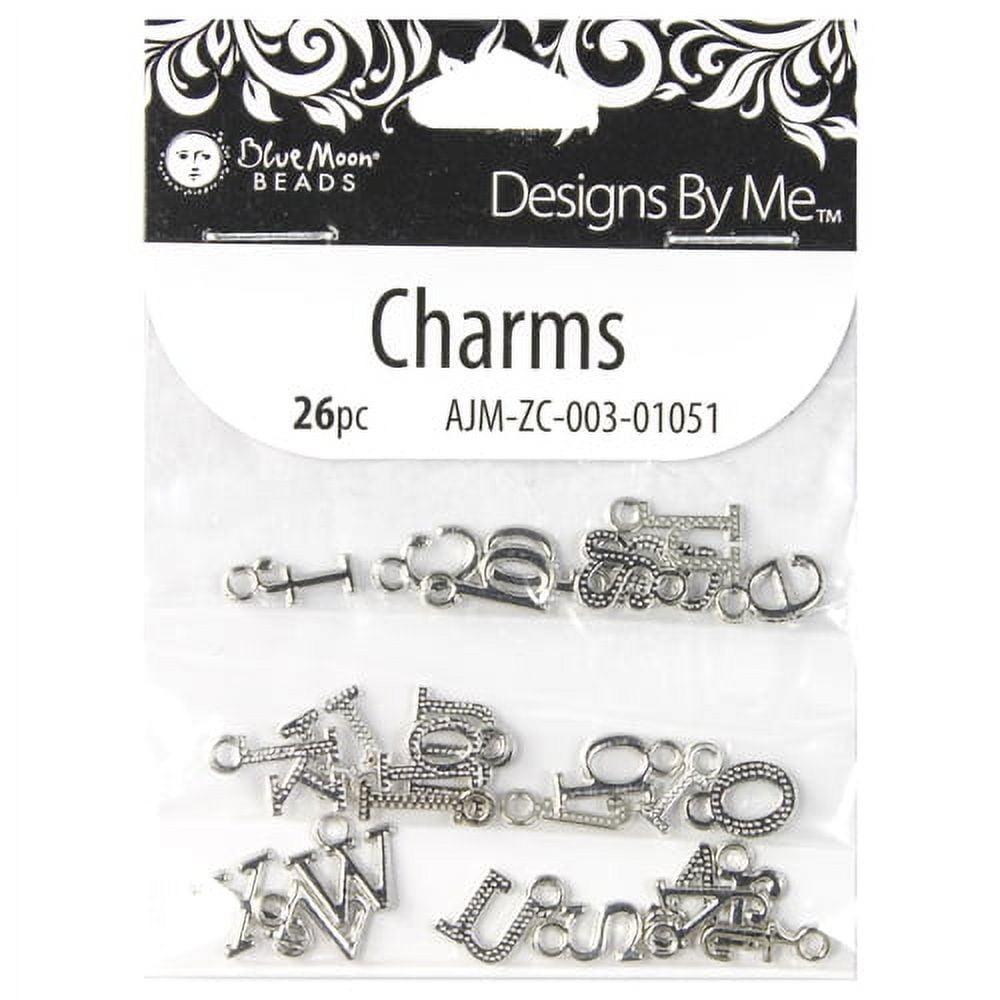Blue Moon Beads Silver Metal Letter Charms for Jewelry Making 26