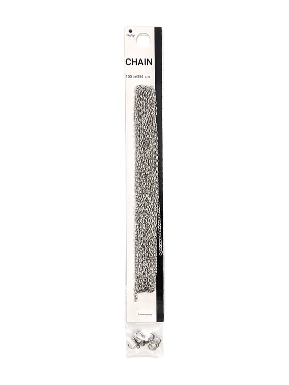 Silver Metal Oval Cable Chain for Jewelry Making 100 Inches 1-pack