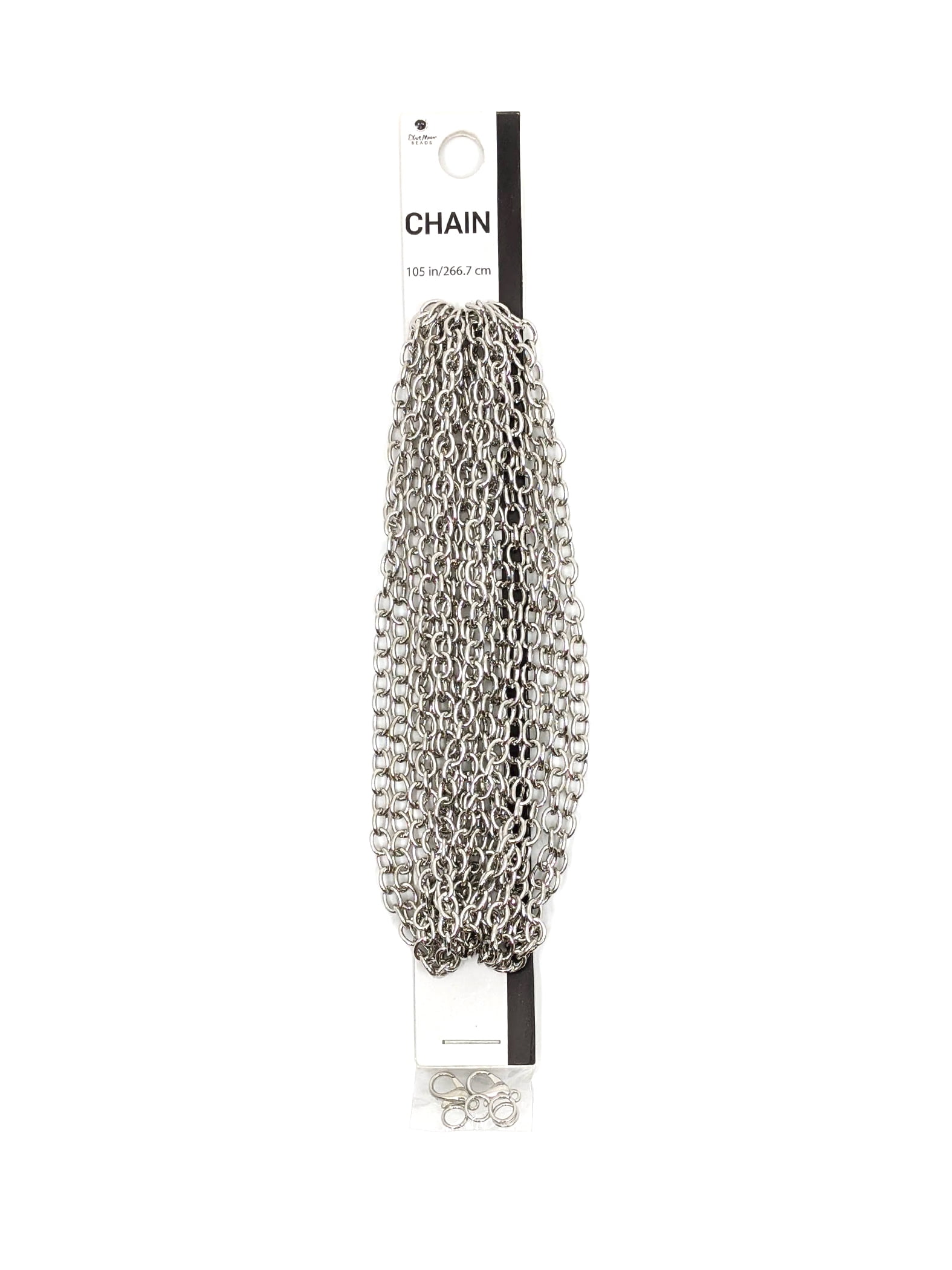 Blue Moon Beads Silver Metal Wide Cable Findings Chain for Jewelry Making 105 Inches 1-pack