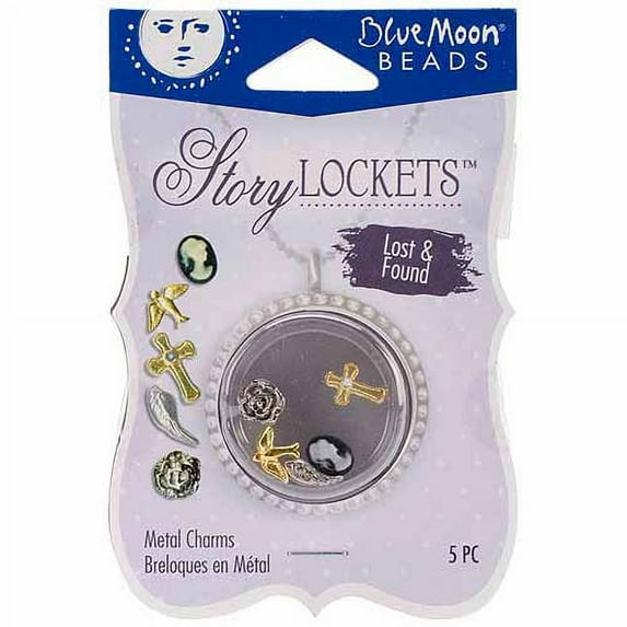 Blue Moon Beads Story Lockets Metal Assortment Charm, 5 Piece