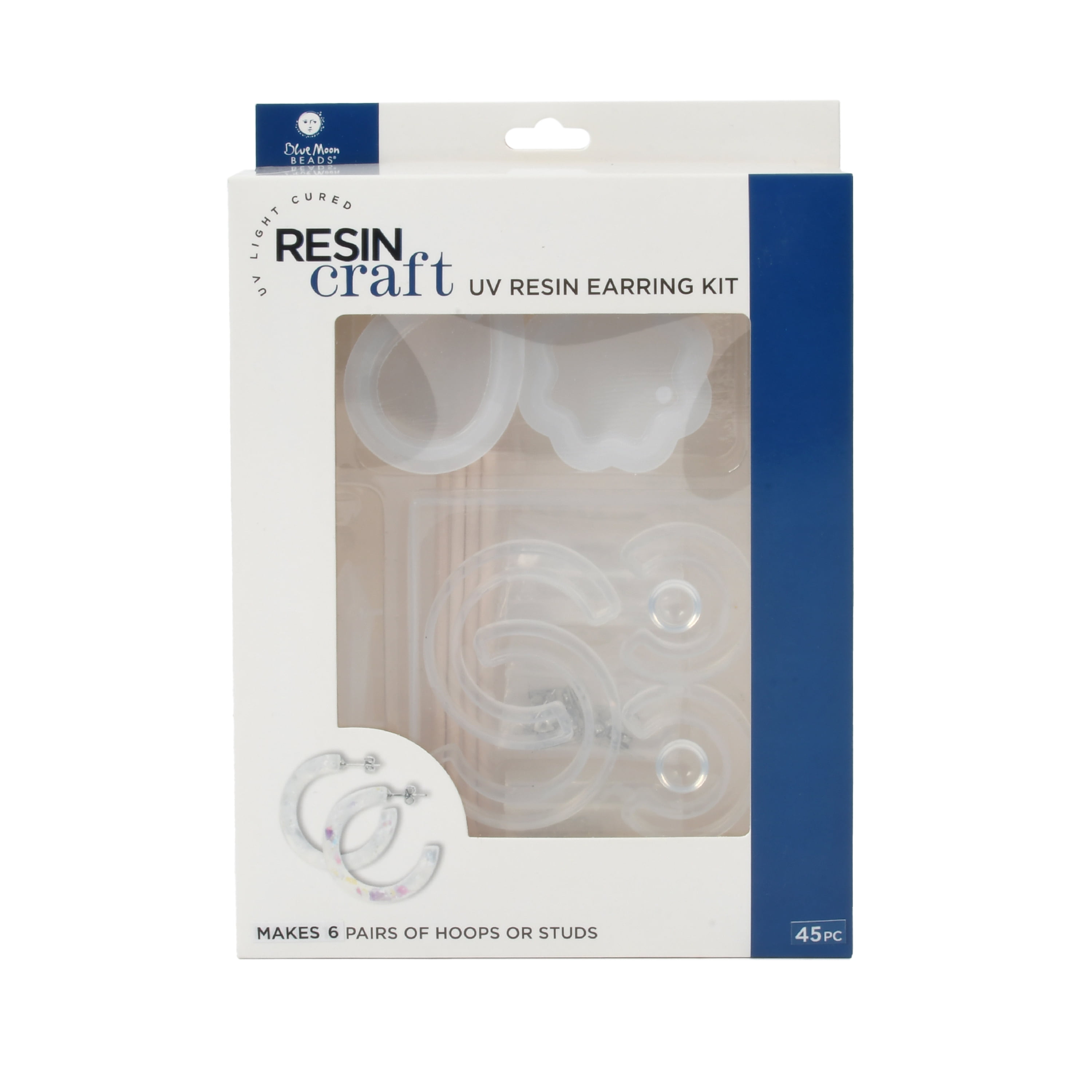 Blue Moon Beads UV Resin Earring Silicone Mold Kit, Unisex Teen to Adult, 44 Pieces