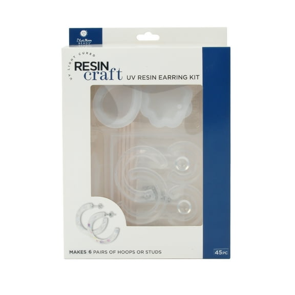 Blue Moon Beads UV Resin Earring Silicone Mold Kit, Unisex Teen to Adult, 44 Pieces