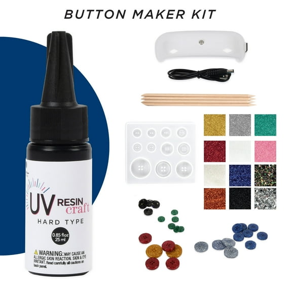 Blue Moon Beads UV Resin Kit with Light, Button Maker Starter Kit, Multi-Color