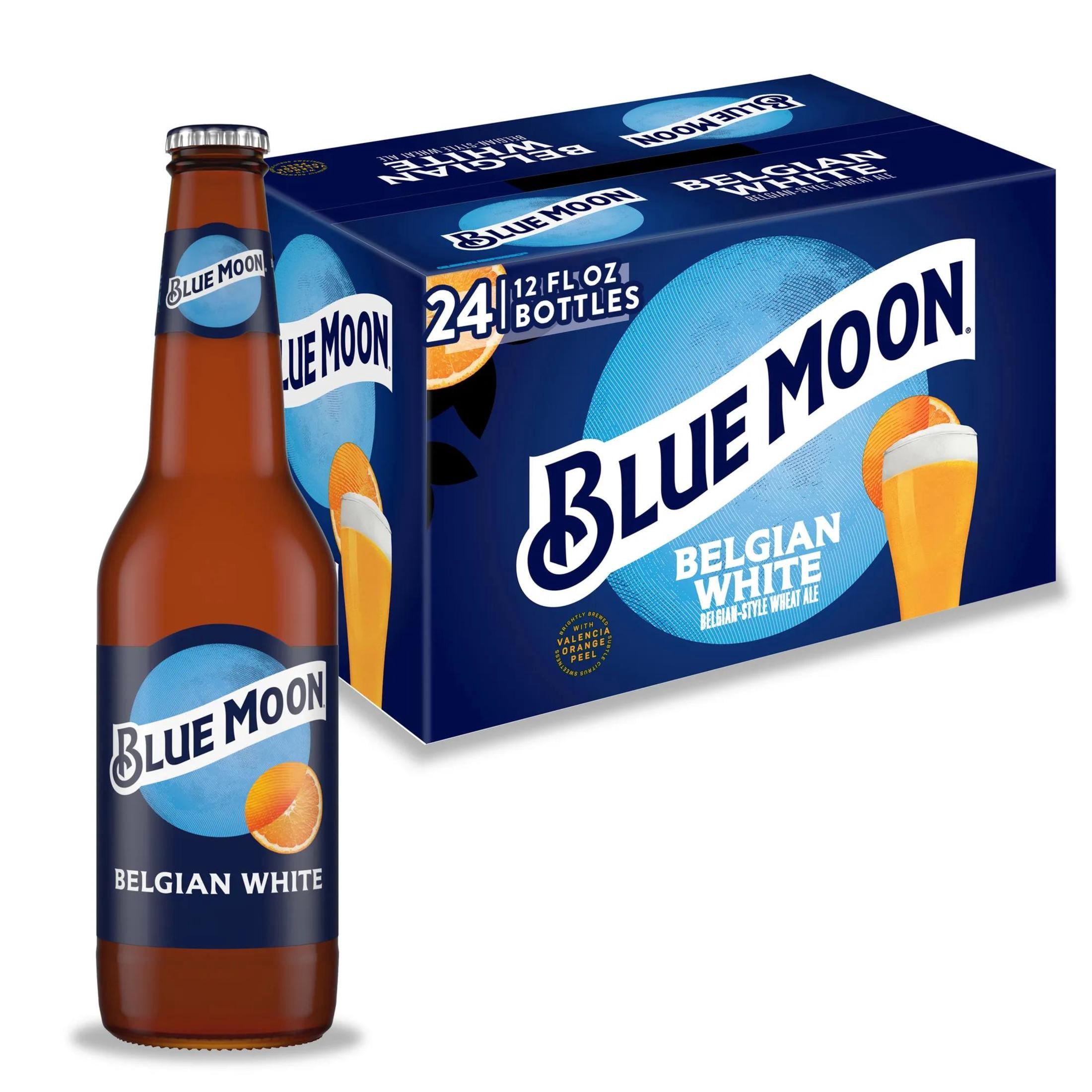 Blue Moon Belgian White Craft Beer, 24 Pack, 12 fl oz Glass Bottles, 5.4% ABV