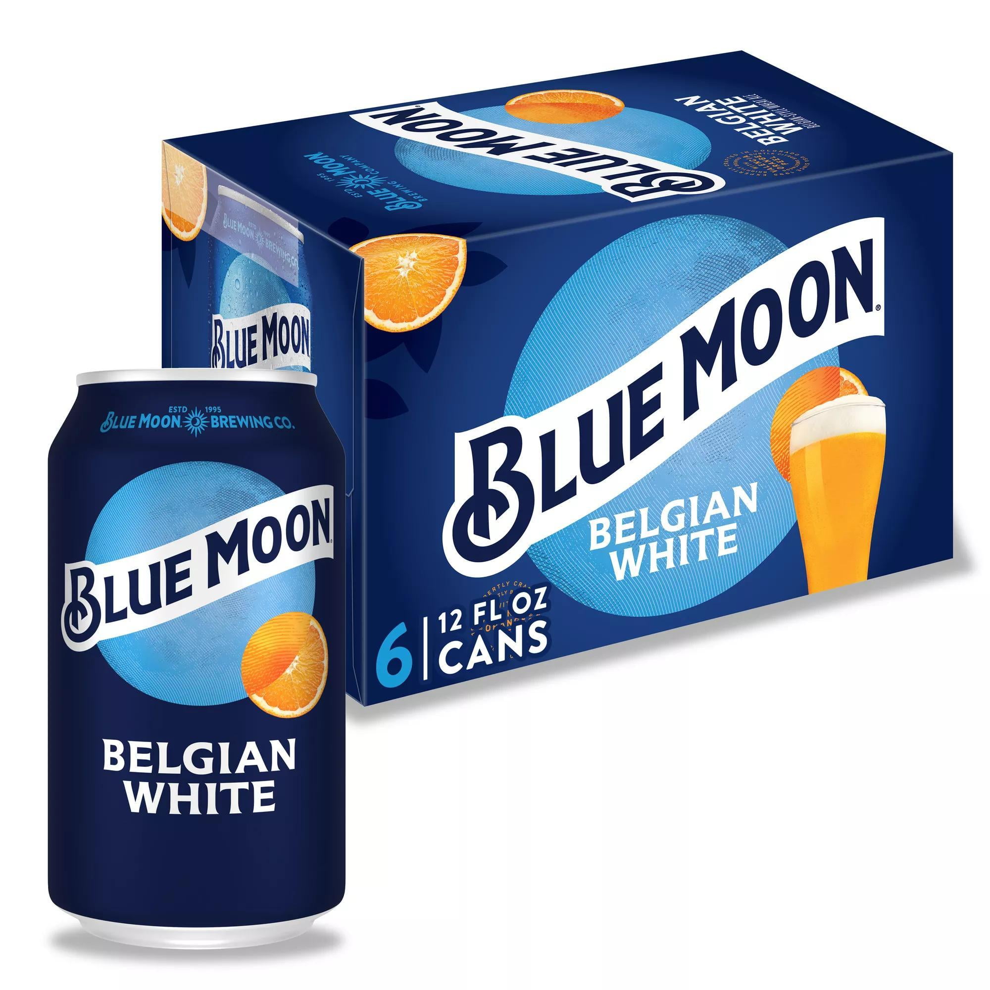 Blue Moon Belgian White Craft Beer 6 Pack 12 fl oz Aluminum Cans