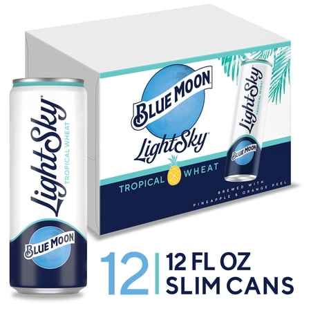 Blue Moon Light Sky Tropical Wheat Craft Beer, 12 Pack, 12 fl oz Aluminum Cans, 4.0% ABV