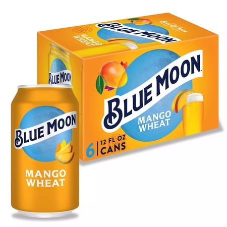 Blue Moon Mango WheatCraft Beer, 6 Pack, 12 fl oz Aluminum Cans, 5.4% ABV