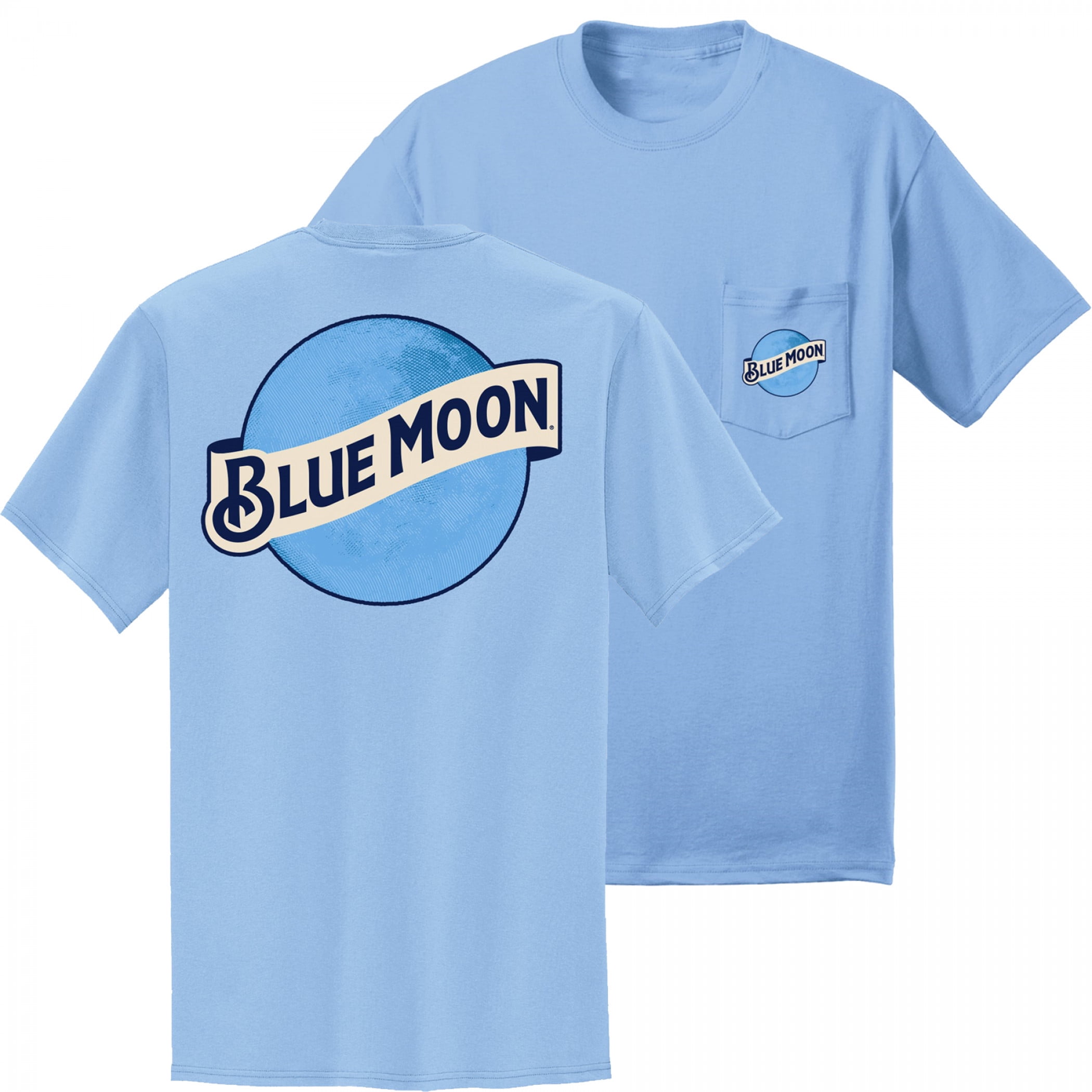 ★OAMC★ Moon T-shirt Frost Blue 23E28OAY05COT00727071 Blue Moon Front and Back Logo Printed Pocket T-Shirt-Large