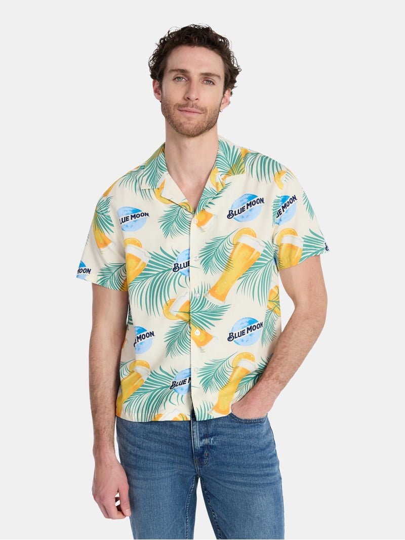 Blue Moon Men's and Big Men's Button Up Shirt with Short Sleeves