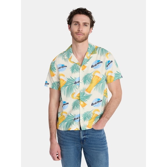 Blue Moon Men's and Big Men's Button Up Shirt with Short Sleeves, Sizes XS-5XL