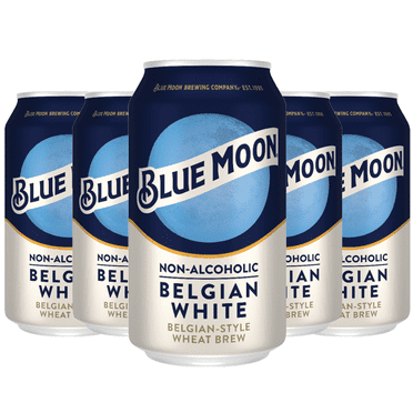 Blue Moon Non-Alcoholic Belgian Style Wheat Beer - Dealcoholized NA Brew in 12oz Cans - Low Calorie: 80 cals, 17g carbs - Refreshing Craft Brew Option