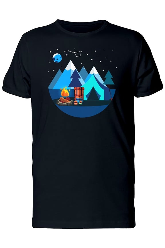 Blue Moon Over Camping  T-Shirt Men -Image by Shutterstock, Male Large