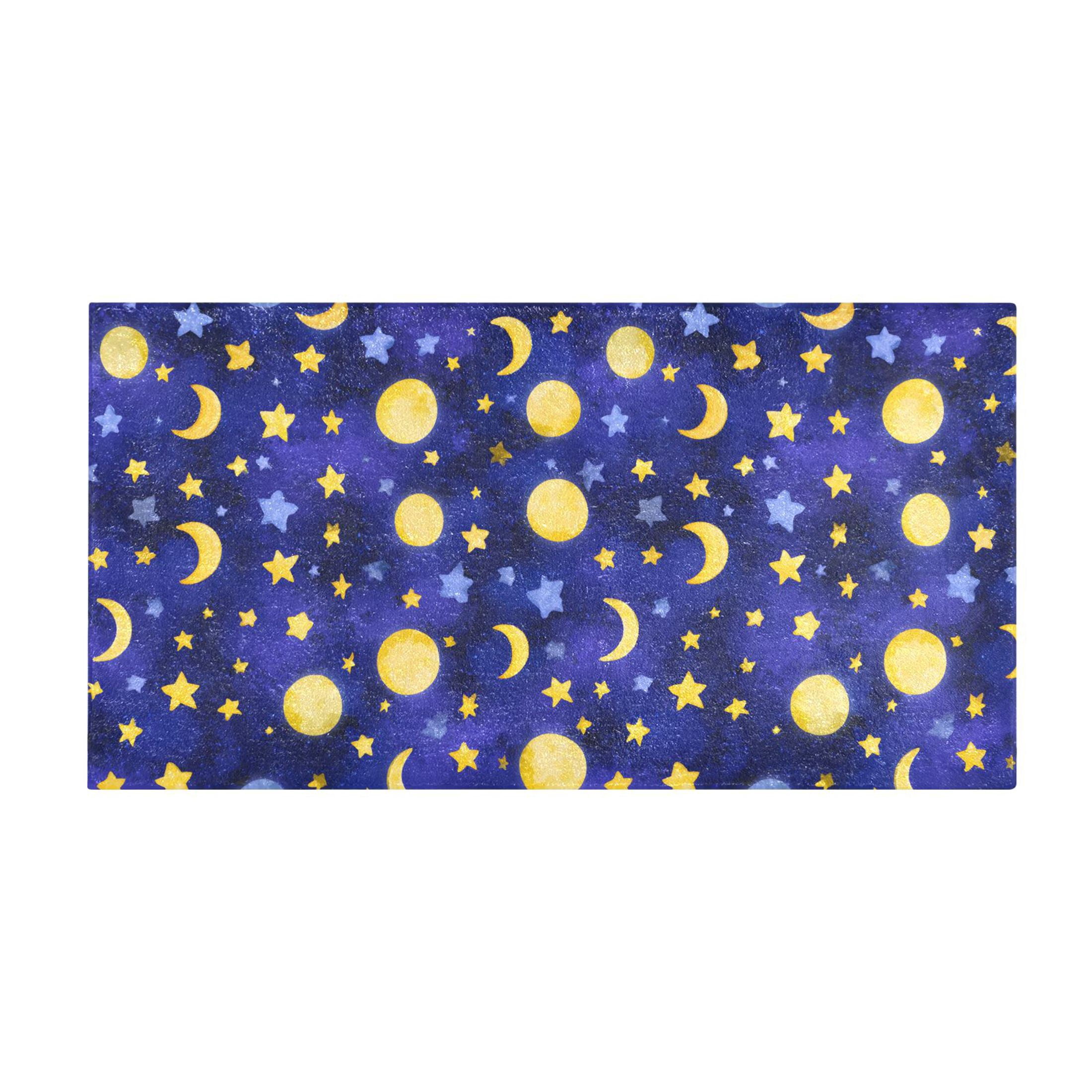 Blue Moon Stars Bath Mat 39x20 Inch Soft Absorbent Non-Slip Plush ...