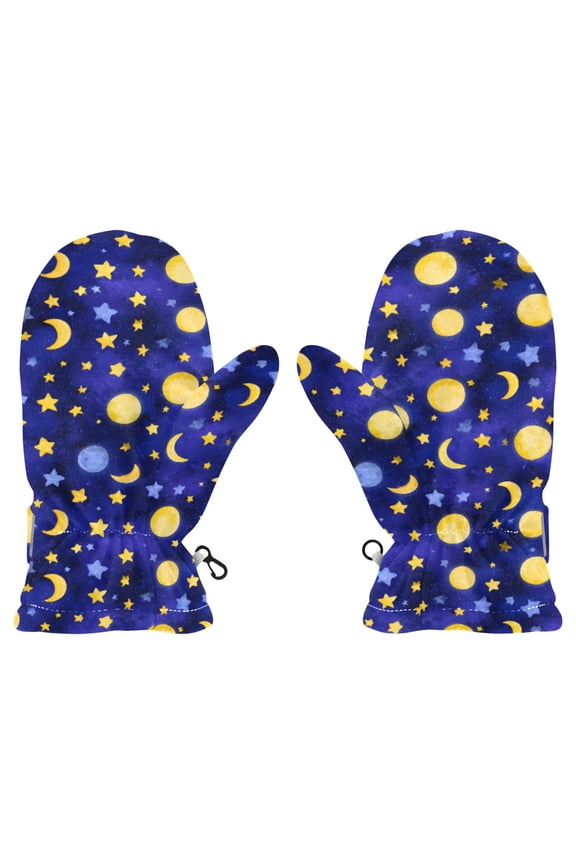 Blue Moon Stars Cold Weather Mittens Cozy Gloves with Adjustable Fit Perfect for Outdoor Fun