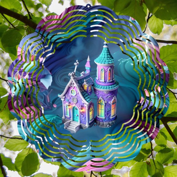 Blue Moon & Stars Metal Wind Spinner Celestial Garden & Yard Decor