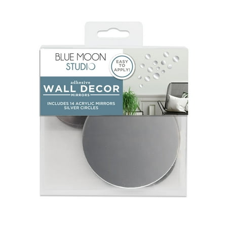 Blue Moon Studio Silver Circle Mirror Wall Decals, Adult/Teen/Tween, 14 Pack