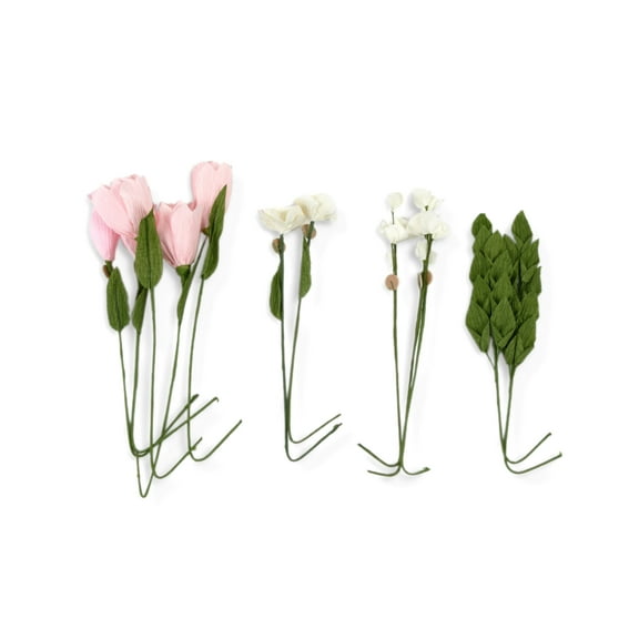 Blue Moon Studio 3D Wall Blooms Décor Peel and Stick Blush Crepe Paper Flowers (Set of 12), by Blue Moon Studio