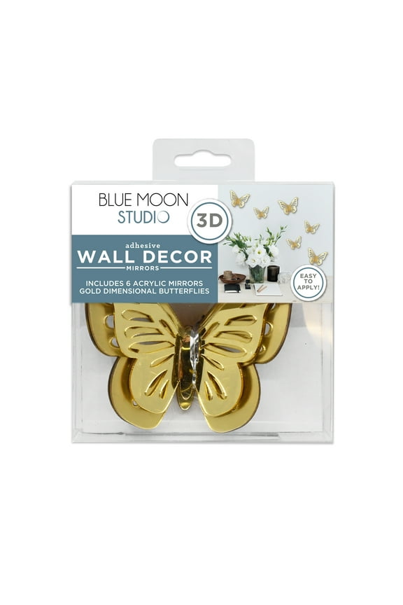 Gold 3D Butterfly Mirror Wall Decals, Adult/Teen/Tween, 6 Pack