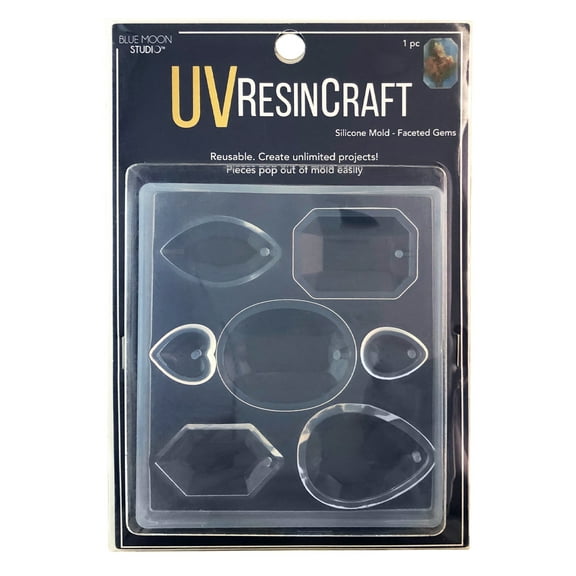 Blue Moon Studio UV Resin Craft Faceted Gems Flat Mold