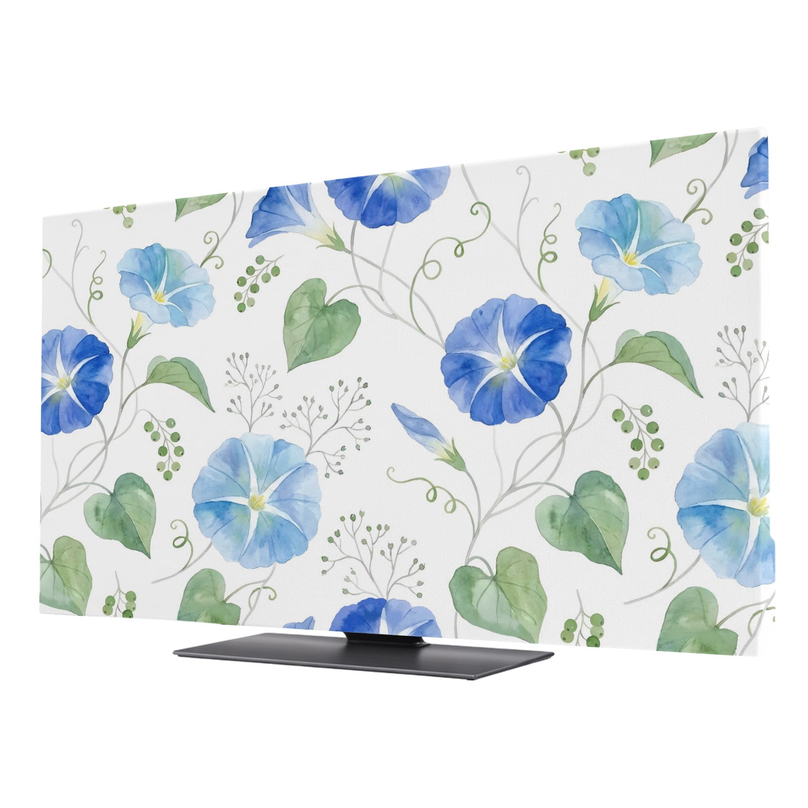 Blue Morning Glory TV Cover for 75 Inch Screen, Stretch Fabric ...