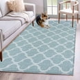 thumbnail image 1 of Blue Moroccan Area Rug 4x6 Washable Rug Non Slip Retro Country Geometric Quatrefoil Plaid Large Area Rug Indoor Floor Carpet for Entryway Bedroom Kitchen Living Room Home Office Dining Room Nursery, 1 of 8