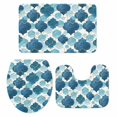 thumbnail image 1 of Blue Moroccan Bathroom Rugs Set Abstract Gradient Gold Blue Geometric Non Slip Absorbent Soft Bath Mats 3 Piece Set with Bathroom Rug, U-Shaped Floor Mat, Toilet Seat Cover Large Size, 1 of 9