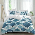 Blue Moroccan Duvet Cover Set Queen Size, Abstract Gradient Gold Blue ...