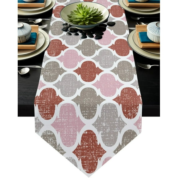 Blue Moroccan Geometric Checks Printed Table Runner Christmas Decorations for Home Table Runners for Wedding Party Home Decor