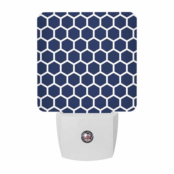 Blue Moroccan Hexagon Plug-in LED Night Lights Geometric Art Auto Dusk-to-Dawn Sensor for Bedroom, Bathroom, Kitchen, Nursery, Hallway, Stairs, Wall Home Decor