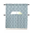 thumbnail image 1 of Blue Moroccan Swag Curtains for Living Room/Bedroom Windows, Retro Country Geometric Quatrefoil Plaid Kitchen Curtains and Valances Set 36 Inch Length, Light Filtering Swags Valance Curtain Panels, 1 of 5