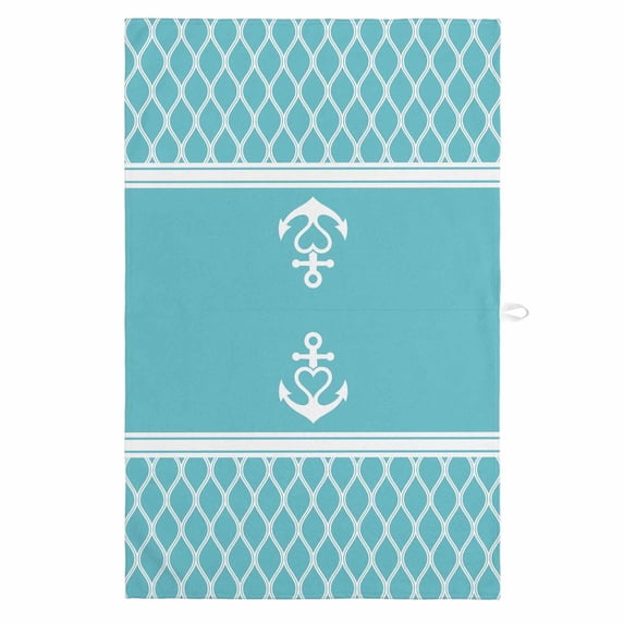 Blue Morocco 1 Pack Kitchen Towel, Water Absorbent Dish Towel, Modern Geometric Nautical Anchor Stripe Decorative Hand Towels - Quick Drying Cloth for Cooking Baking, 18x28 Inch