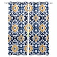 thumbnail image 1 of Blue Morocco Blackout Curtains for Bedroom Living Room Darkening Curtains 54 Inch Long Boho Geometric Antique Oriental Pattern Short Curtain for Small Window Treatment Grommet Drapes 42"x54"x2, 1 of 9