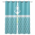 thumbnail image 1 of Blue Morocco Blackout Curtains for Bedroom Living Room Darkening Curtains 54 Inch Long Modern Geometric Nautical Anchor Stripe Short Curtain for Small Window Treatment Grommet Drapes 52"x54"x2, 1 of 9