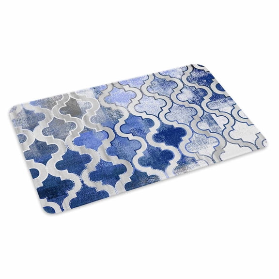 Blue Morocco Doormat Outdoor Entrance 16"x24", Vintage Graffiti Paint Art Boho Dappled Absorb Moisture Dirt Door Mats, Non-Slip Rubber Backing Floor Mats Indoor, Low-Profile Front Door Rugs