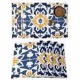 thumbnail image 1 of Blue Morocco Placemats Set of 12 Boho Geometric Antique Oriental Pattern Place Mats Indoor Wipeable Table Mats Washable Cloth Dining Table Placemats for Kitchen Holiday Party Home Decor 13x19 Inch, 1 of 9