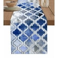 thumbnail image 1 of Blue Morocco Plaid Table Runners 72 Inches Long, Cotton Linen Fabric Table Runner Dresser Scarf, Distressed Abstract Painted Vintage Tablerunner for Party/Kitchen/Dinner/Wedding Decor 13''x72'', 1 of 7