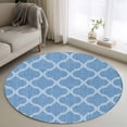 thumbnail image 1 of Blue Morocco Round Area Rug 3.3Ft Washable Circle Rugs for Dining Room Table, Moroccan Abstract Geometric Quatrefoil Plaid Non-Slip Carpet Floor Mats Indoor Outdoor Carpet Runner Aesthetic Home Decor, 1 of 8