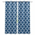 thumbnail image 1 of Blue Moroccon Blackout Curtains 39 Inches Long for Bedroom, Middle Century Minimalist Rustic Geometric Thermal Insulated Room Darkening Black Out Window Curtain Panels Grommet Drapes for Living Room, 1 of 8