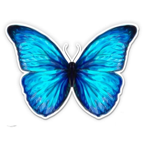 Blue Morpho Butterfly Beautiful - 5" Vinyl Sticker - For Car Laptop I-Pad - Waterproof Decal