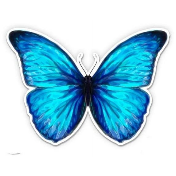 Blue Morpho Butterfly Beautiful - 8" Vinyl Sticker - For Car Laptop I-Pad - Waterproof Decal